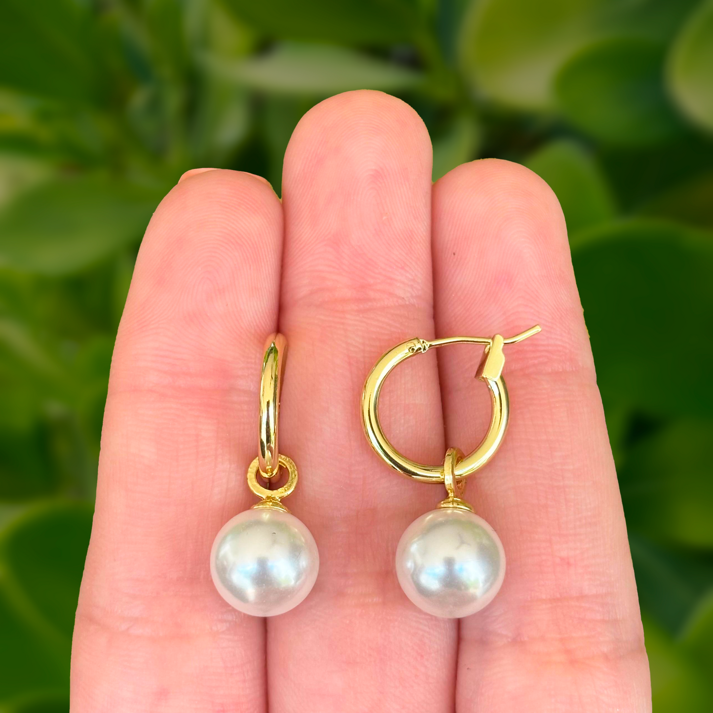 Aretes Dorado y Perla  1W2
