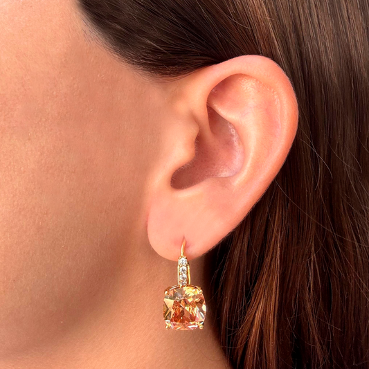 Aretes Champagne Zirconia Chapa de Oro
