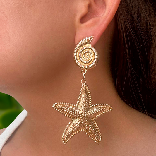 Aretes Estrella Caracol Dorados LU