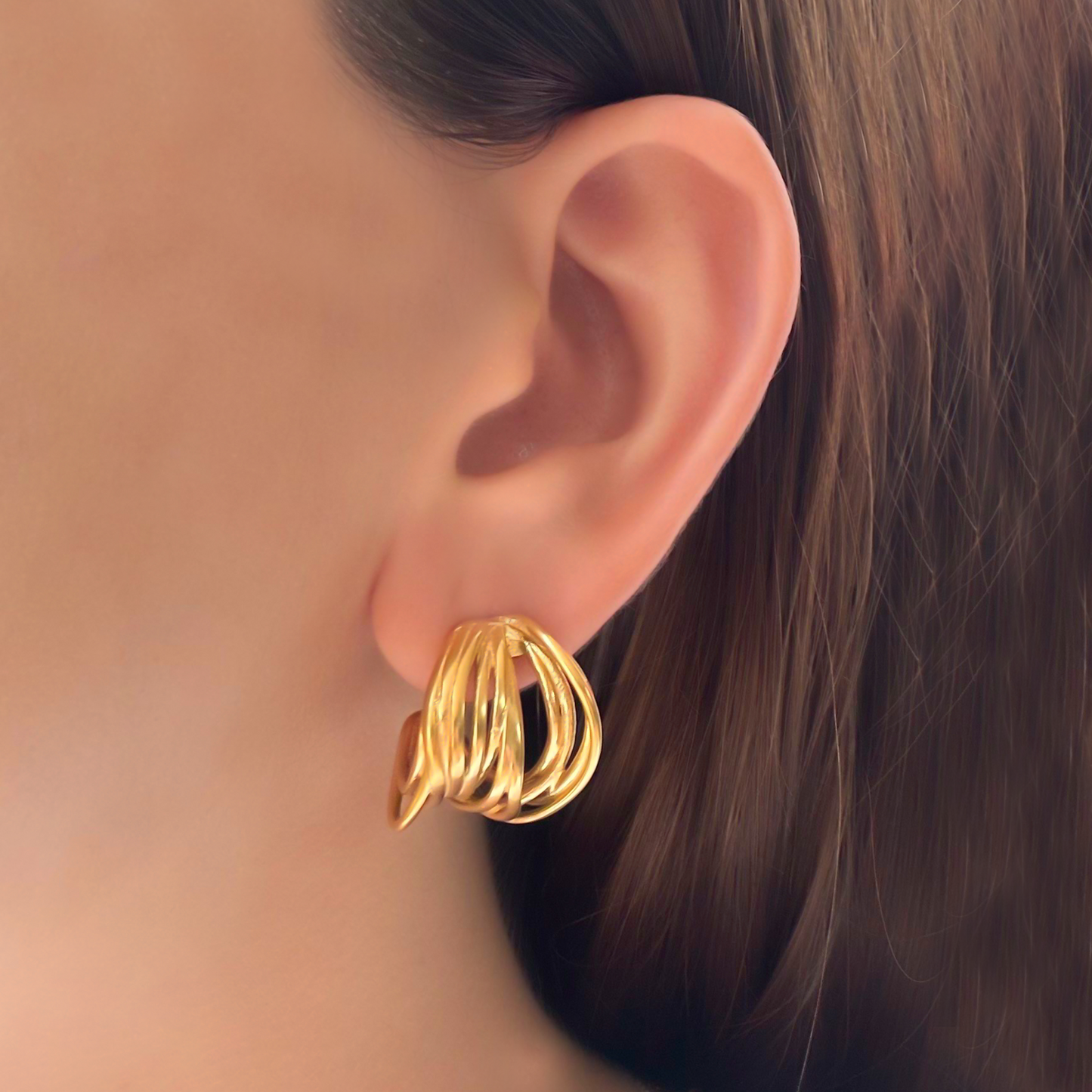 Aretes Dorados Alambre Acero Inoxidable 1AA3