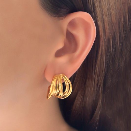 Aretes Dorados Alambre Acero Inoxidable 1AA3