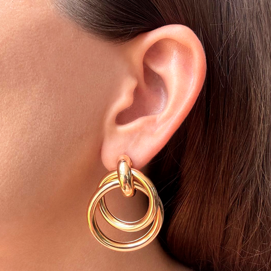 Aretes Arracada Dorada Aros Nudo 2BB6