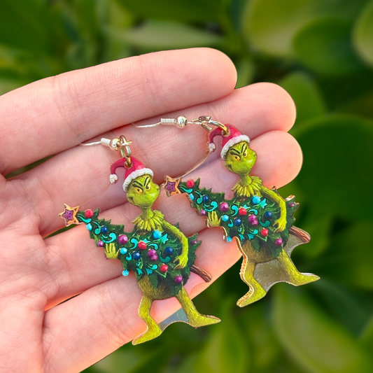 Aretes Grinch y Arbol  Acrílico  3i4