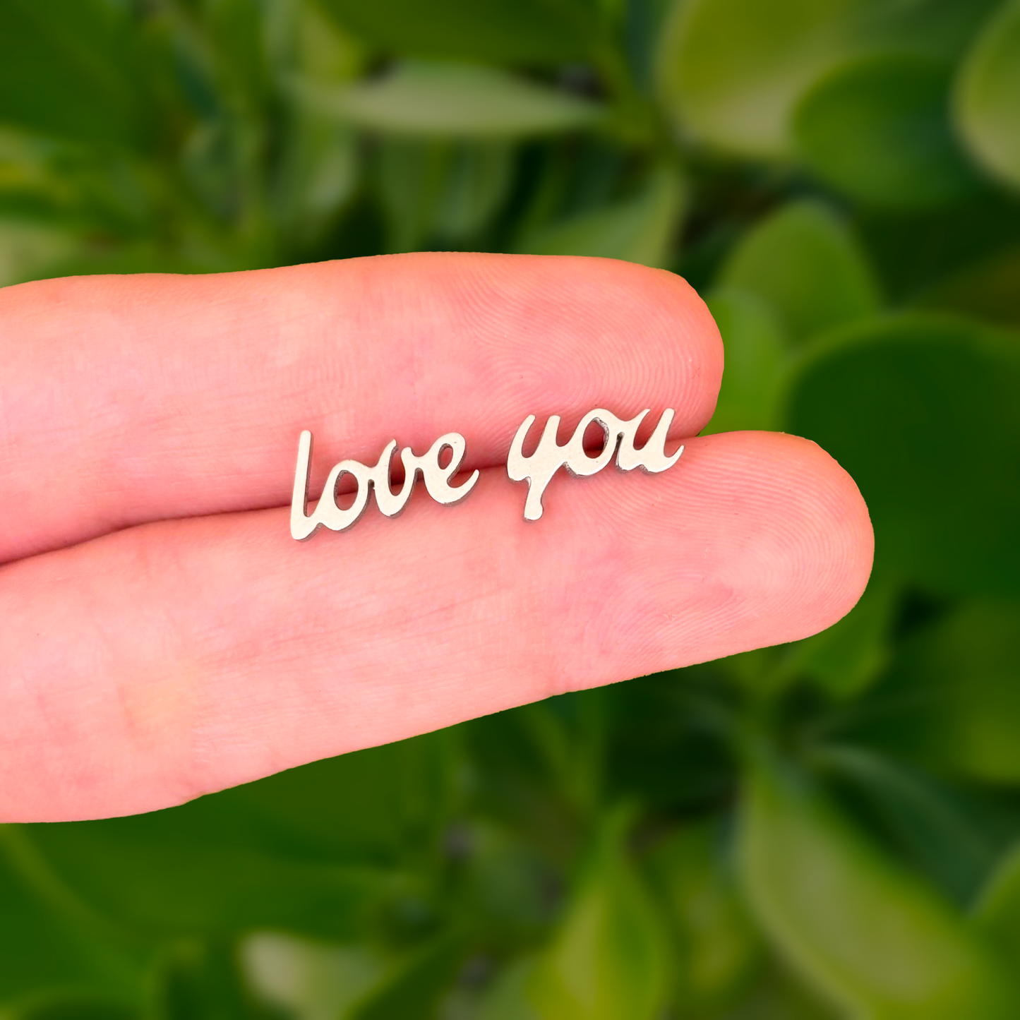 Aretes LOVE YOU Plateado Acero Inoxidable  Az400