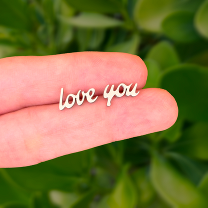 Aretes LOVE YOU Plateado Acero Inoxidable  Az400