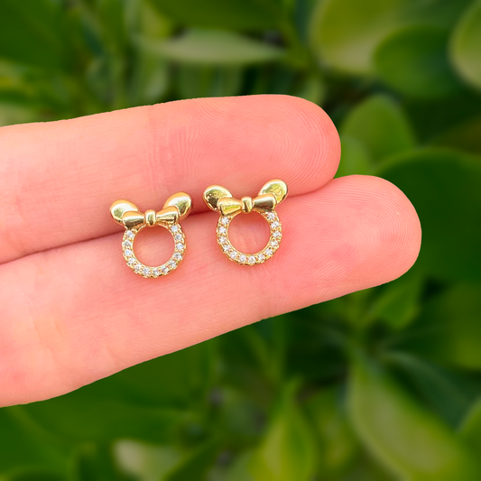 Aretes Chapa de Oro Aro con Minnie R714