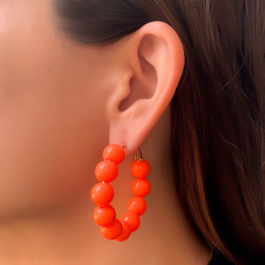 Aretes  Arracada de Bolas Naranja  1j1