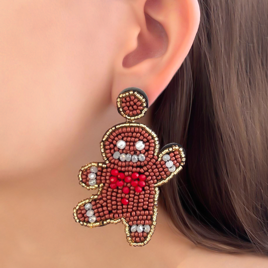 Aretes Galleta de Cuentas Navidad  3E5