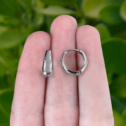 Aretes Arracadas Plateadas Acero Inoxidable 1.5cm  1A5