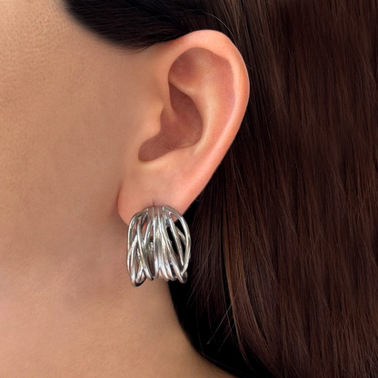 Aretes Plateados Alambre Acero Inoxidable 2BB9