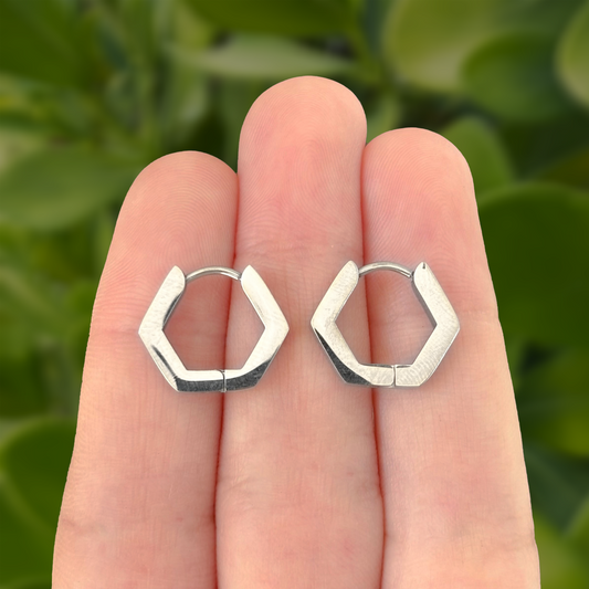 Aretes Arracada Plateada Acero Inoxidable 2H4