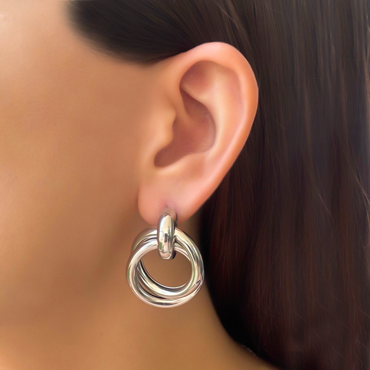 Aretes Aros Plateados  1W3