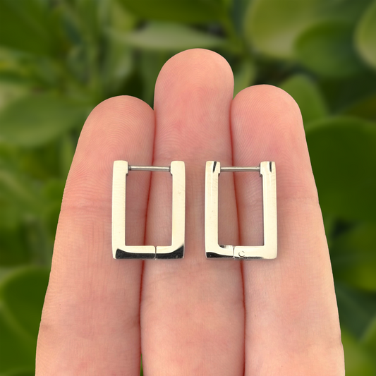 Aretes Arracada Plateada Larga Acero Inoxidable 1o1