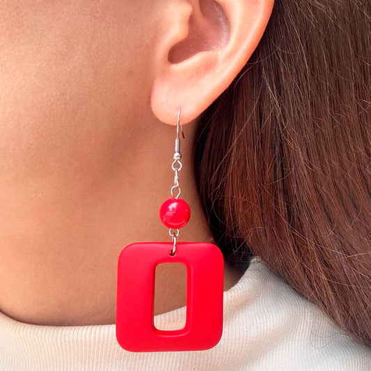 Aretes Acrílico Rojo LU