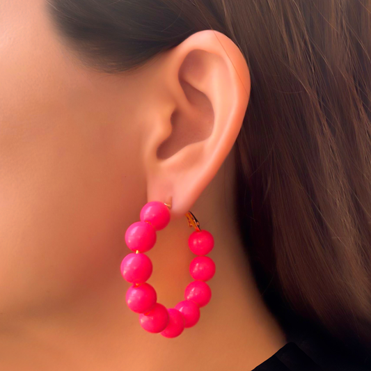 Aretes Arracada Bolitas Rosas 1L5