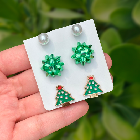 Set 3 pares  Aretes Navideños  3K6