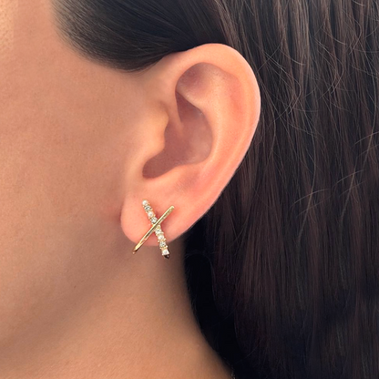 Aretes Dorados Piedritas y Perlitas 1C2