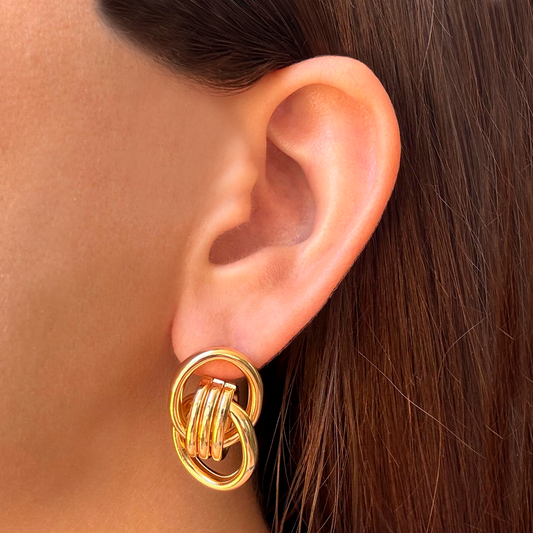 Aretes Arracada Dorada Doble 2M5
