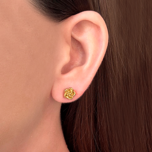 Aretes Dorados Rosa de Acero Inoxidable (Copia)