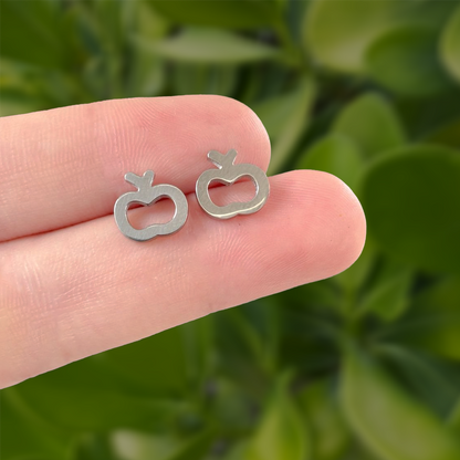 Aretes Plateados Mini Manzana Acero Inoxidable 1V4