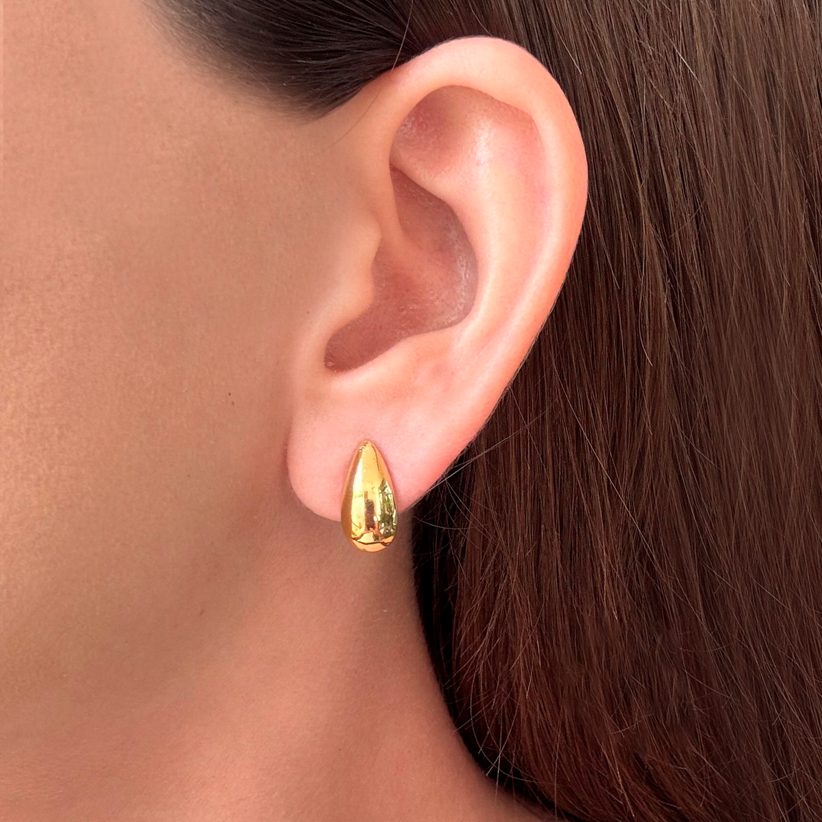 Aretes Dorados Gota Acero Inoxidable