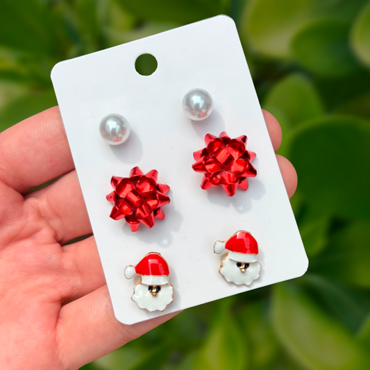 Set 3 pares  Aretes Navideños  3L6
