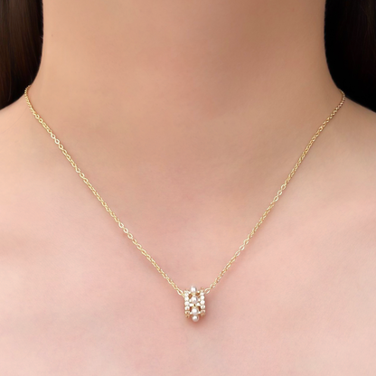 Collar Dorado Roll de Perla  Acero de Titanio 2M6