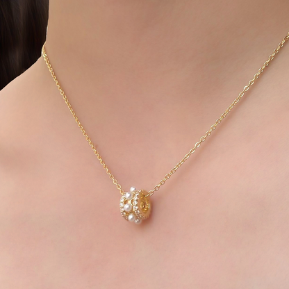 Collar Dorado Roll de Perla  Acero de Titanio 2M6