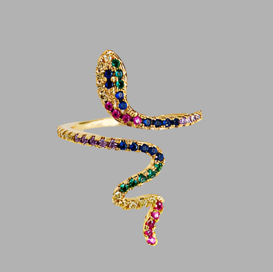 Anillo Serpiente Rainbow Chapa de Oro  2A1