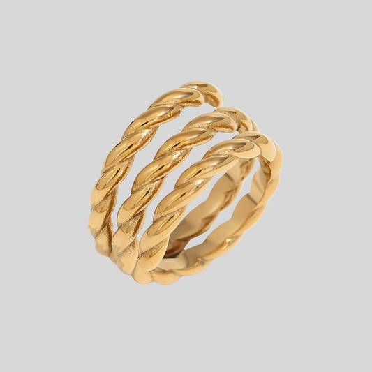 Anillo Dorado Cuerda Ajustable Acero Inoxidable  R23