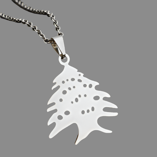 Collar Cedro de Líbano Plateado Acero Inoxidable 3G2