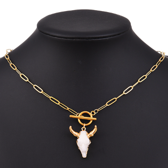 Collar Cadena Toro Cara Blanca Acero Inox  LU