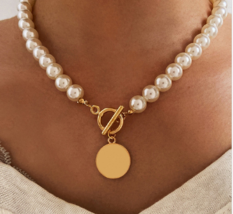 Collar Dorado y Perlas  4E34