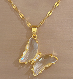 Collar Mariposa de Cristal Acero Inox  3M2