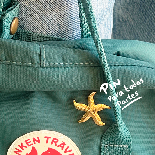 Pin Prendedor Estrella de Mar Dorada Acero Inoxidable  1K2