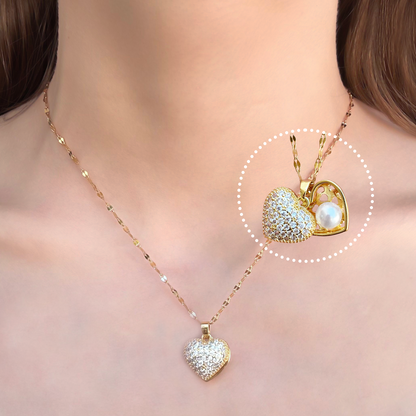 Collar Corazón Brillante Acero Inoxidable  2X8