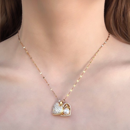 Collar Corazón Brillante Acero Inoxidable  2X8