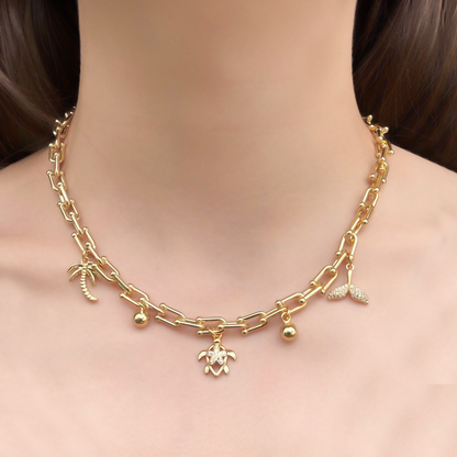Collar Charms de Verano Dorados Chapa de Oro 1G2