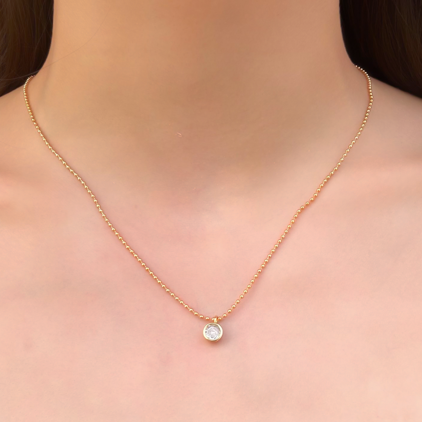 Collar Dorado Zirconia Chapa de Oro