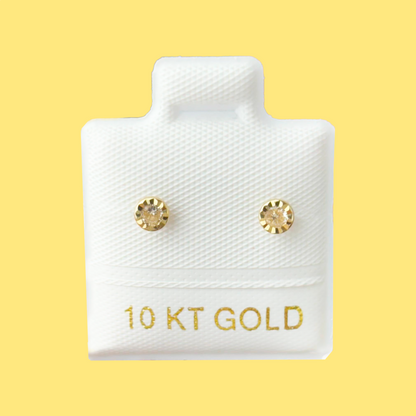 Broqueles Oro 10K Rueda Zirconia Az13