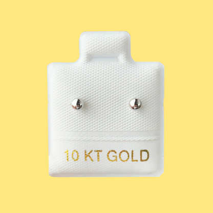 Broqueles Oro 10K Bola Plateada Az85