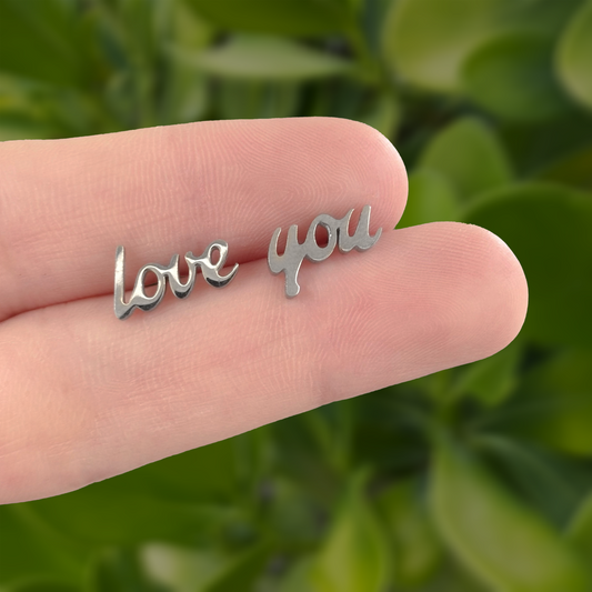 Aretes LOVE YOU Plateado Acero Inoxidable  Az400