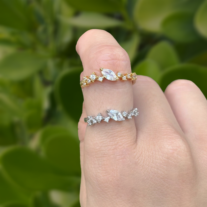 Anillo Zirconias Ajustable Chapa de Oro