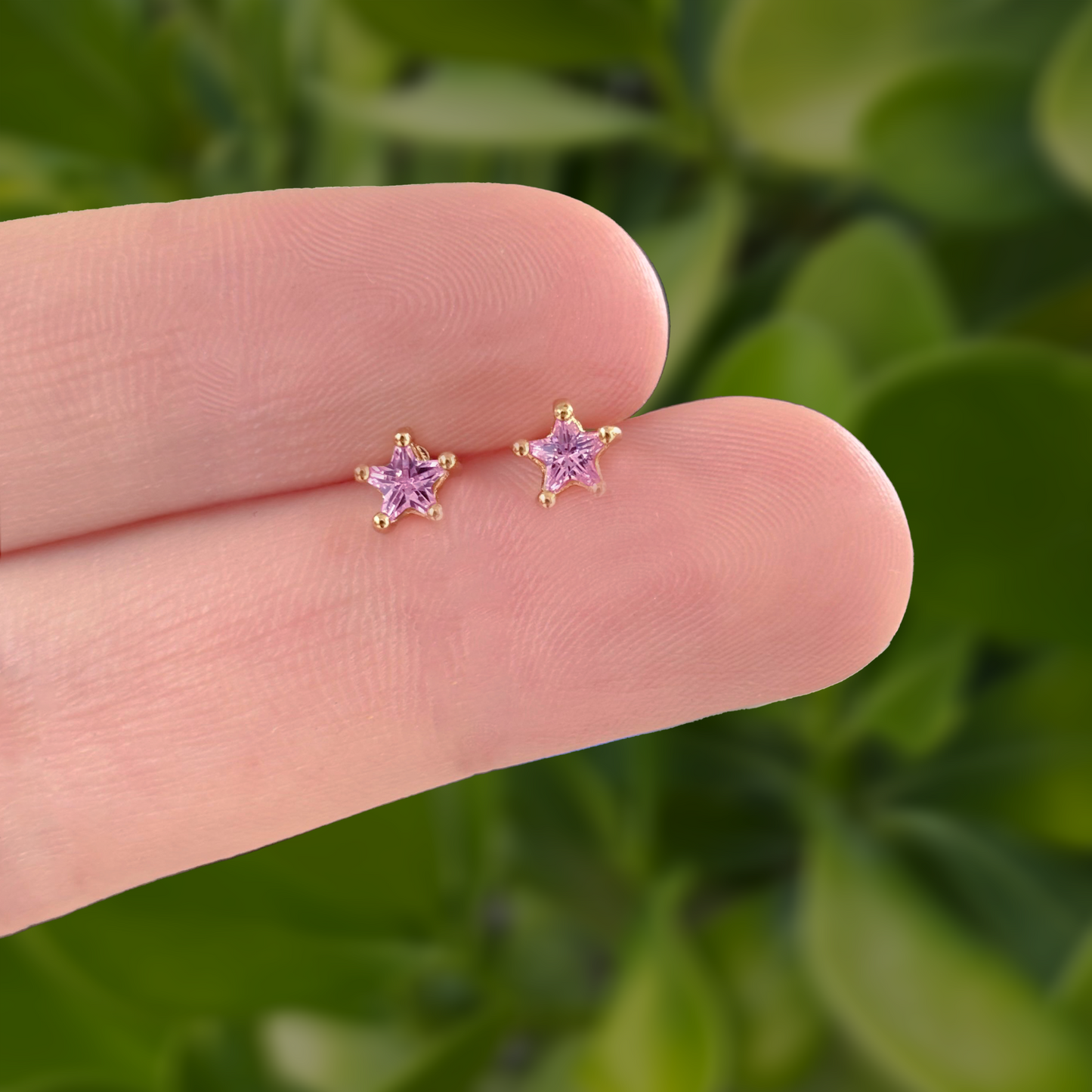 Aretes Estrella Rose Chapa de Oro Az135