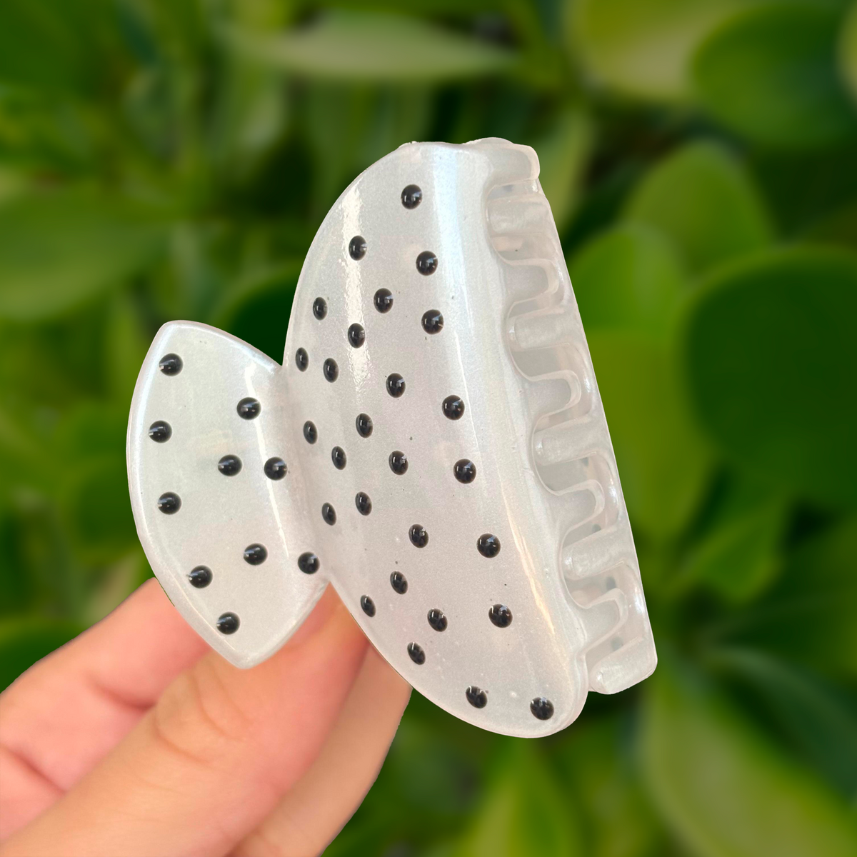 Pinza para Pelo Blanca con Lunares