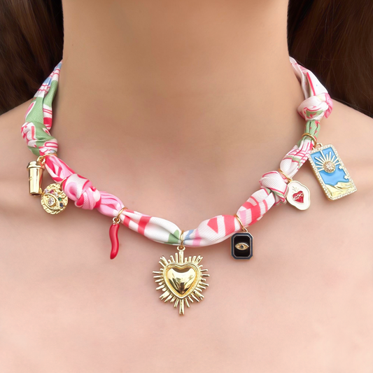 Collar de Cinta Estampada Charms Acero Inoxidable 4E40
