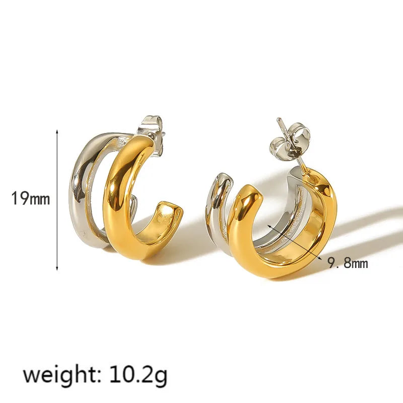 Aretes Media Arracada Oro-Plata  R16