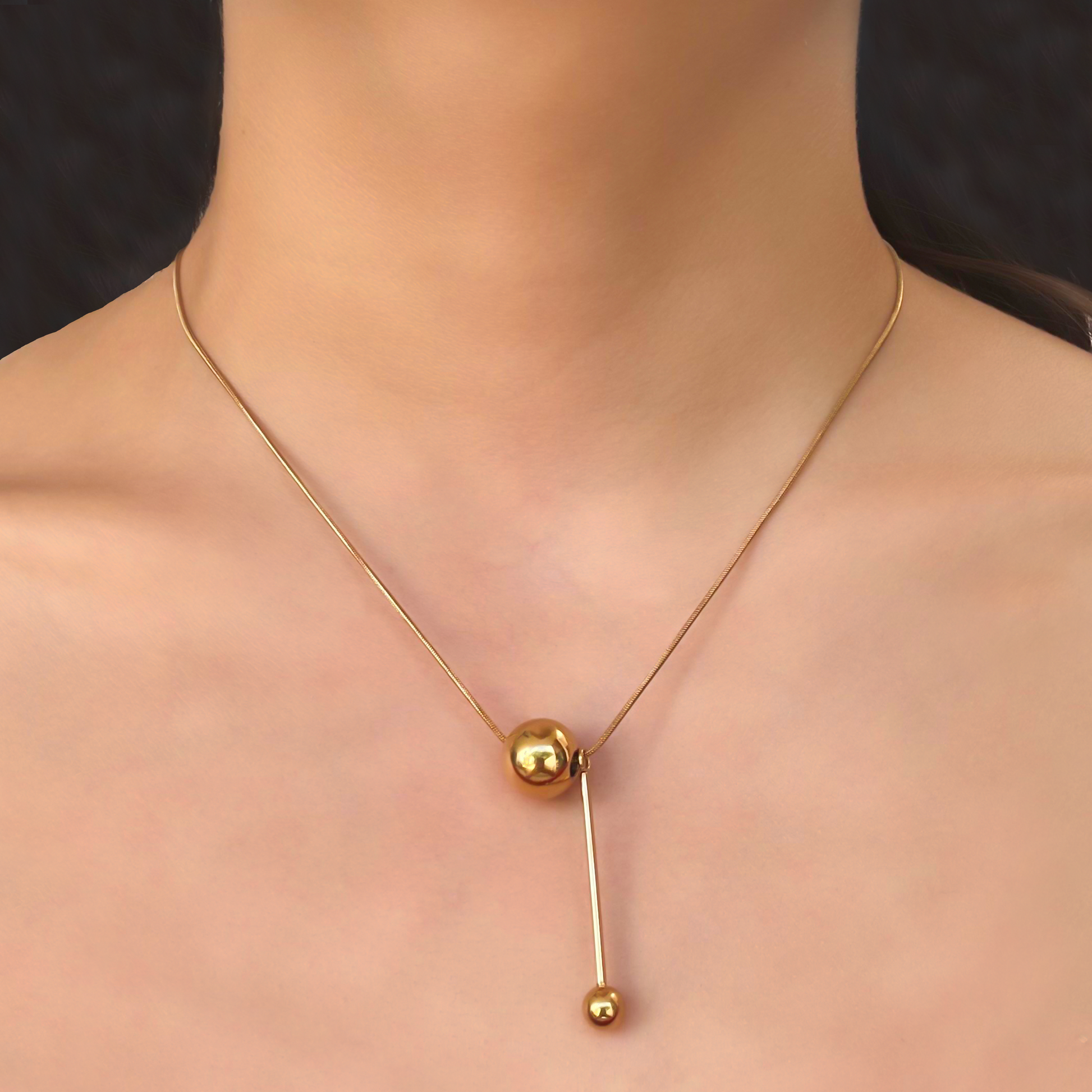 US$ 2.37 ~ US$ 3.16 - Nuevo Collar De Acero Inoxidable De Oro De 18 Quilates Con Cadena De Bolas De Aceite Que Gotea De Color Rojo Blanco Y Negro P2152392