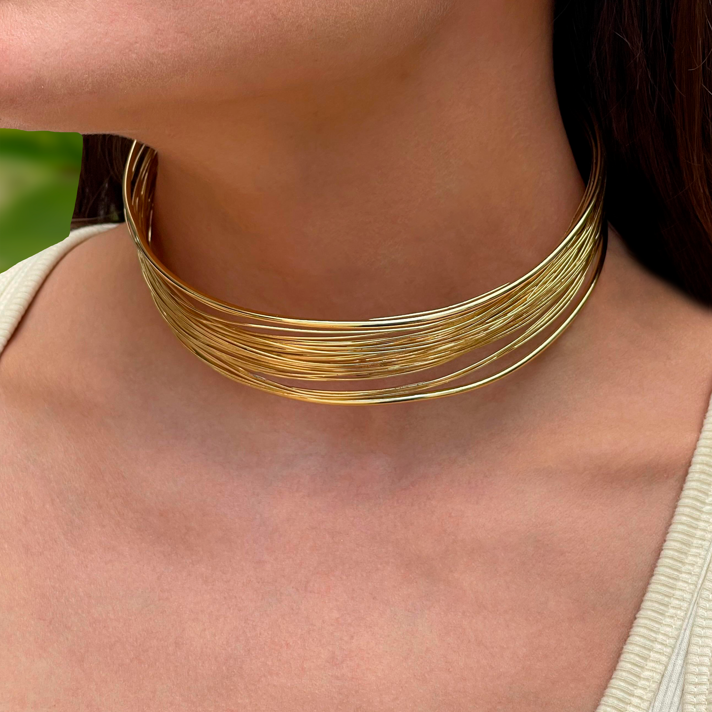 Collar Dorado Alambre Acero Inoxidable 1AA4