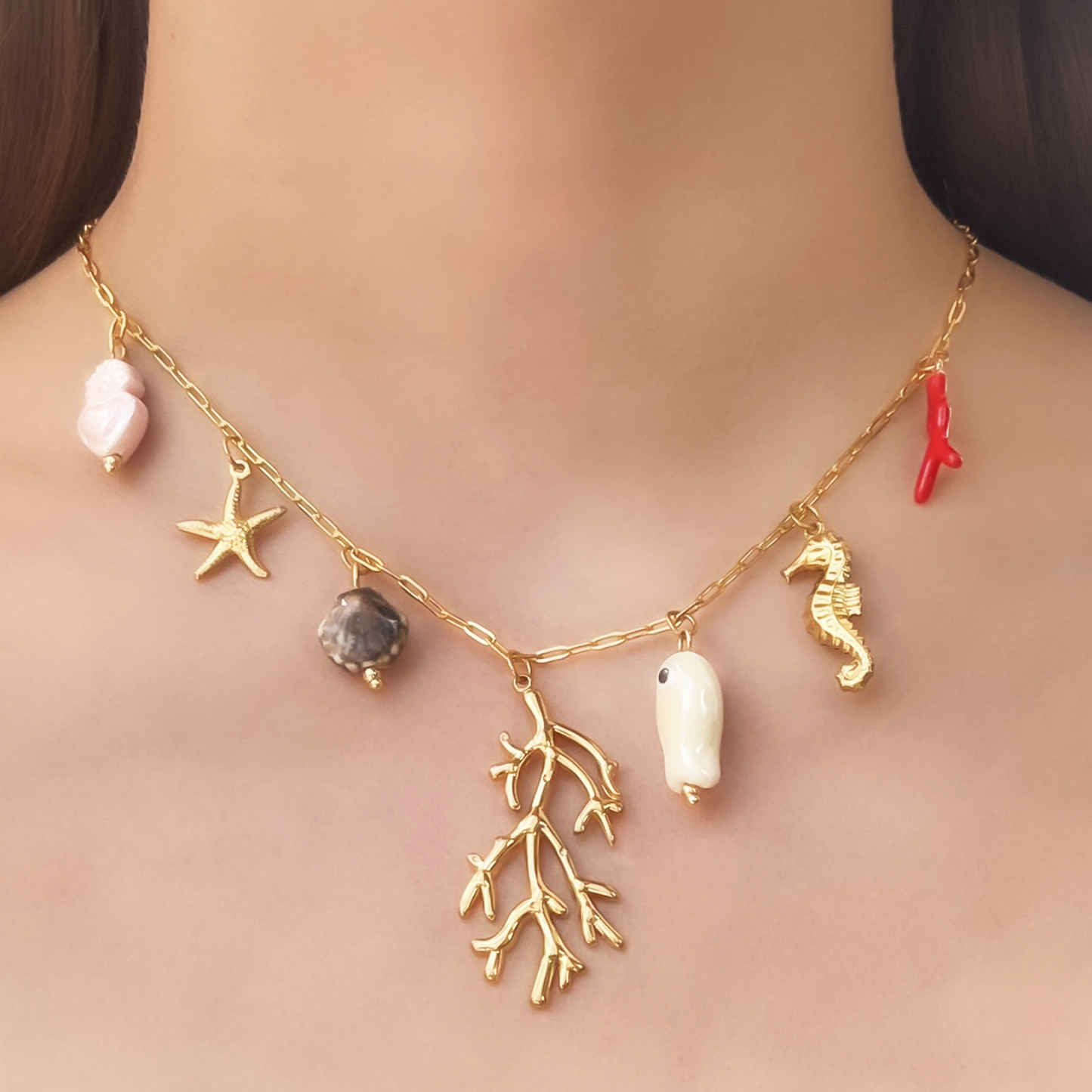 Collar Charms Océano Dorado Acero Inoxidable 1L2